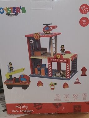 My Big Fire Station Wooden Playset - Red
